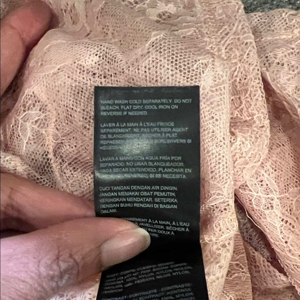 Bebe Women's Blush Lace Blouse - Picture 10 of 10
